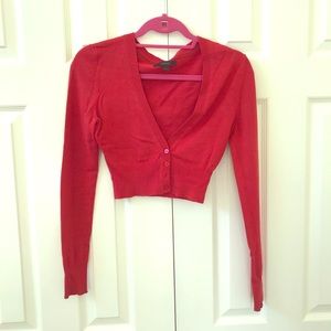 Red cardigan